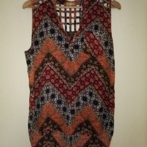 5/$25 Sale! Takara Size Large Bohemian Gypsy Printed Hi Low Blouse